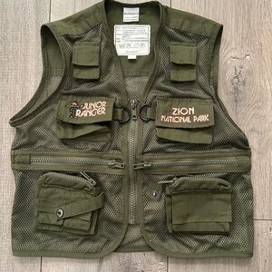 Junior Ranger Olive Green Mesh Utility Vest; Size Small Ages 3-5 years